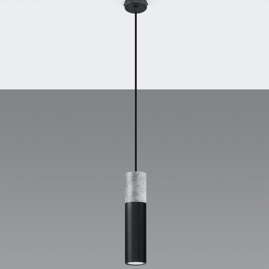 Kattokruunu johdossa BORGIO 1xGU10/40W/230V betoni/metalli musta