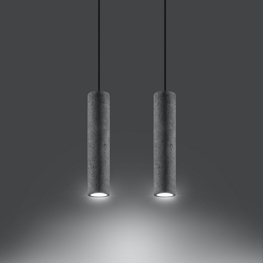 Kattokruunu johdossa LUVO 2xGU10/40W/230V betoni/musta