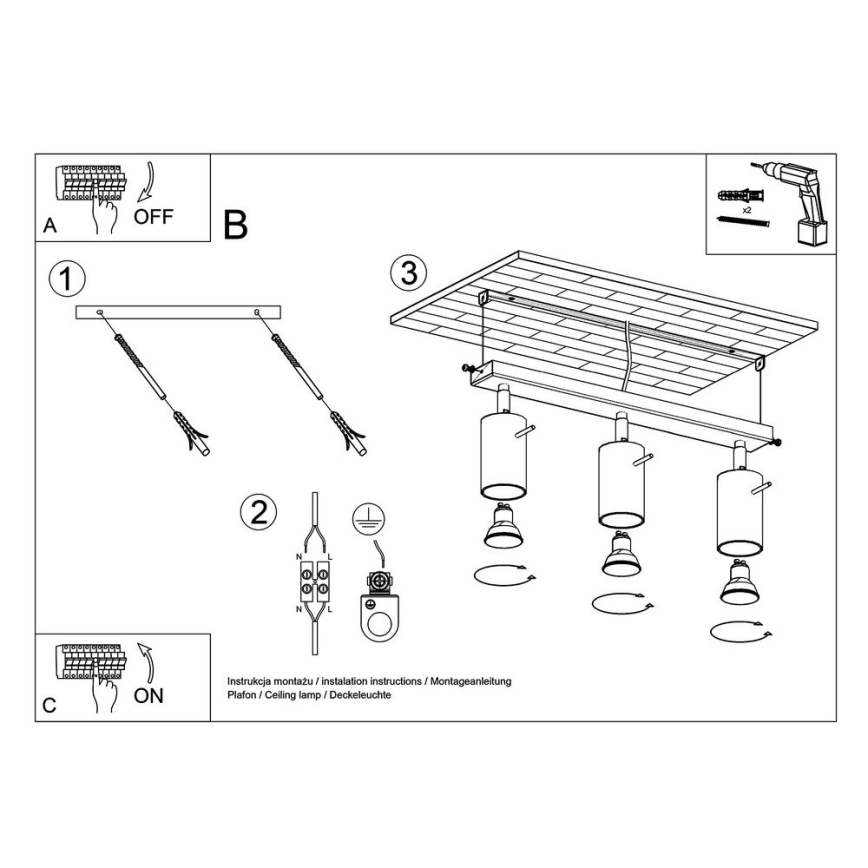 Kohdevalo BERGE 3xGU10/40W/230V pyökki