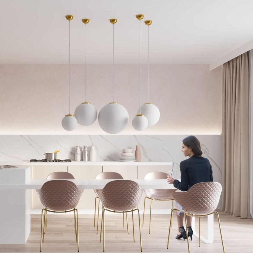 TOYA-riippuvalaisin johdolla 1xE27/60W/230V, halkaisija 20 cm, valkoinen/kulta