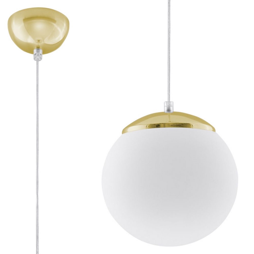 TOYA-riippuvalaisin johdolla 1xE27/60W/230V, halkaisija 20 cm, valkoinen/kulta