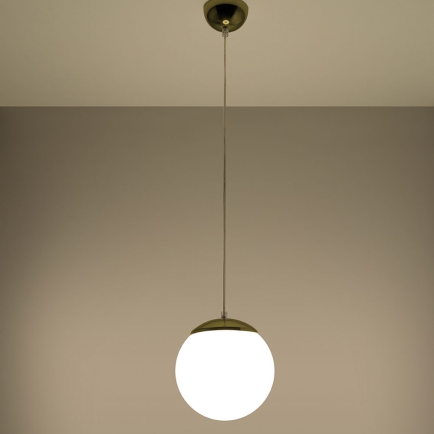 TOYA-riippuvalaisin johdolla 1xE27/60W/230V, halkaisija 20 cm, valkoinen/kulta
