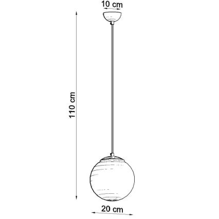TOYA-riippuvalaisin johdolla 1xE27/60W/230V, halkaisija 20 cm, valkoinen/kulta