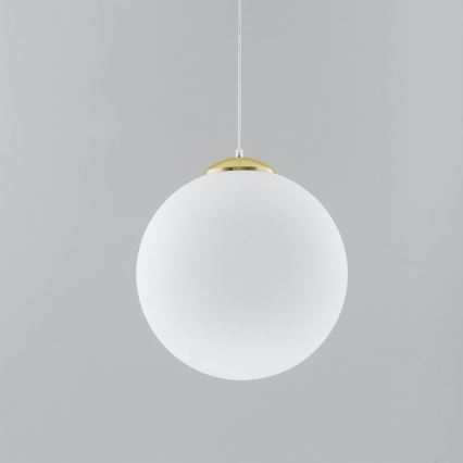 TOYA-riippuvalaisin johdolla 1xE27/60W/230V, halkaisija 40 cm, valkoinen/kultainen