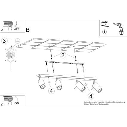 Kohdevalo RING 4xGU10/10W/230V