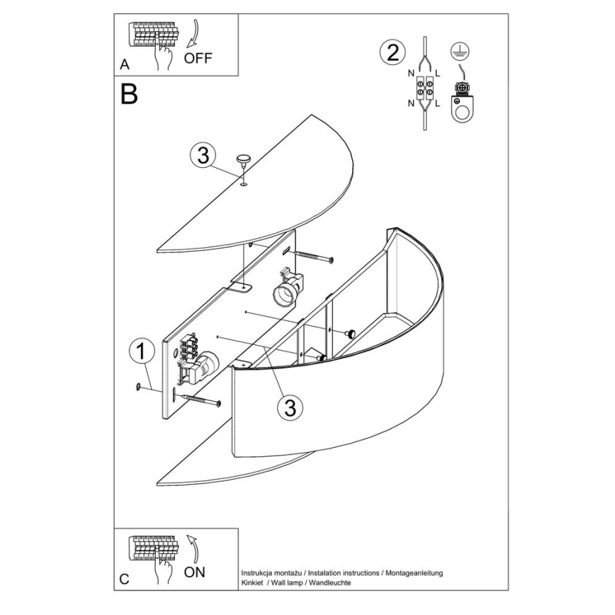 Seinävalaisin SKALA 2xE27/60W/230V valkoinen
