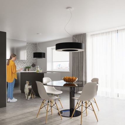 Kattokruunu johdossa SATURNO SLIM 8xE27/60W/230V d. 90 cm musta