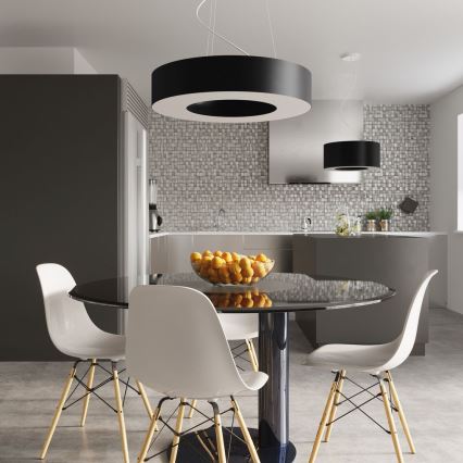 Kattokruunu johdossa SATURNO SLIM 8xE27/60W/230V d. 90 cm musta