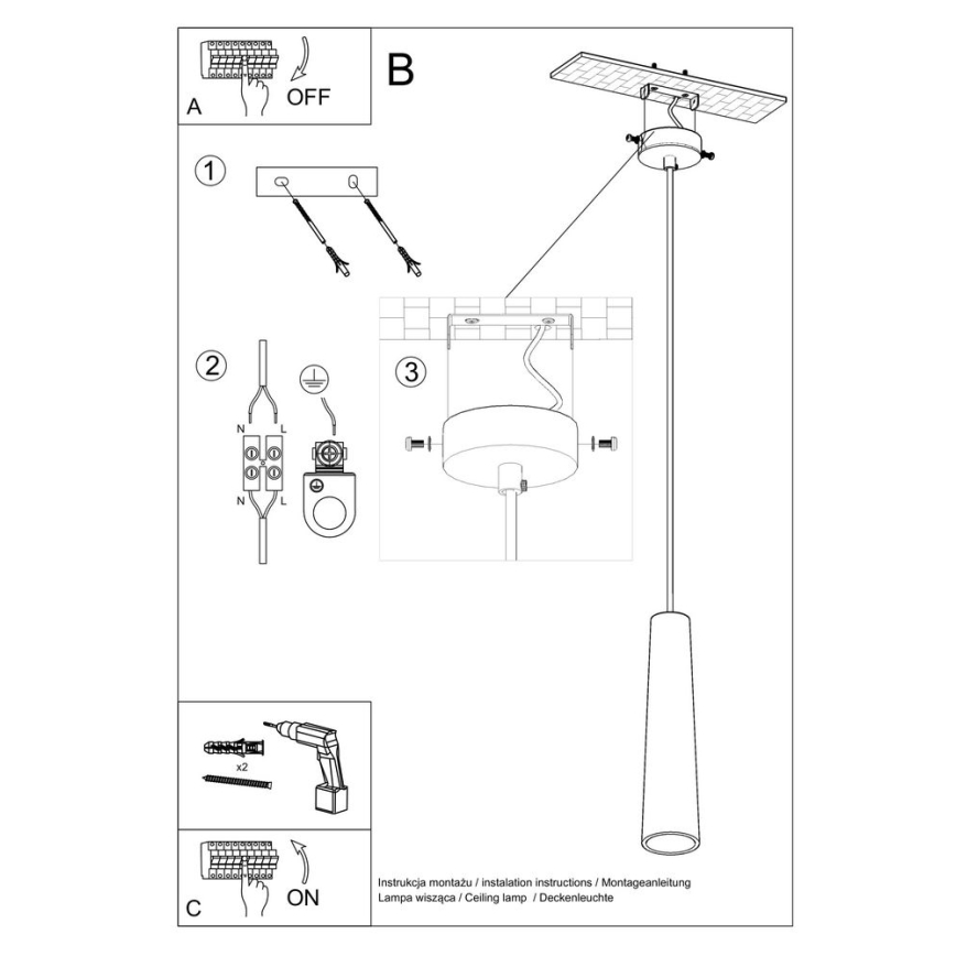 Kattokruunu johdossa ELECTRA 1xGU10/40W/230V