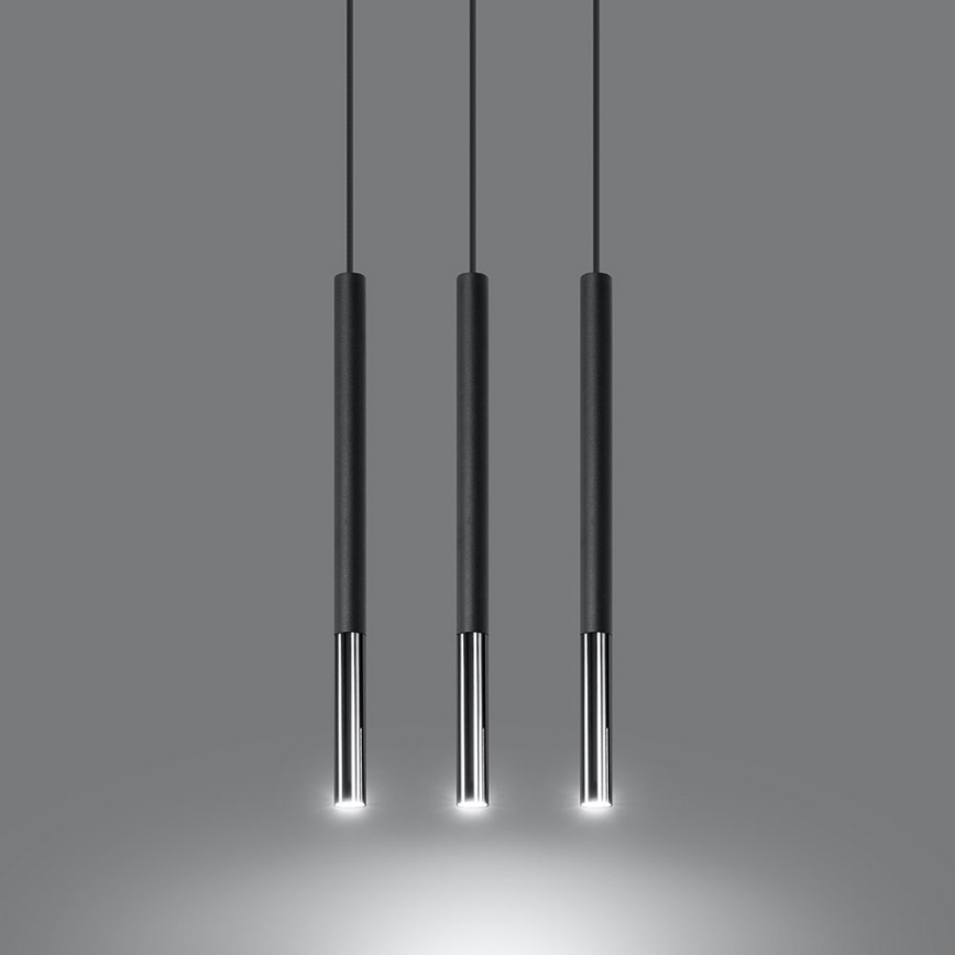 Kattokruunu johdossa MOSAIC 3xG9/12W/230V musta/kiiltävä kromi