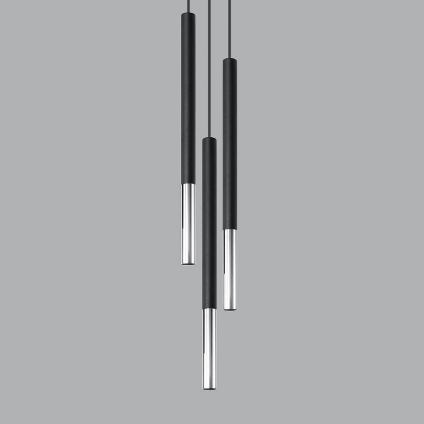 Kattokruunu johdossa MOSAIC 3xG9/12W/230V musta/kiiltävä kromi