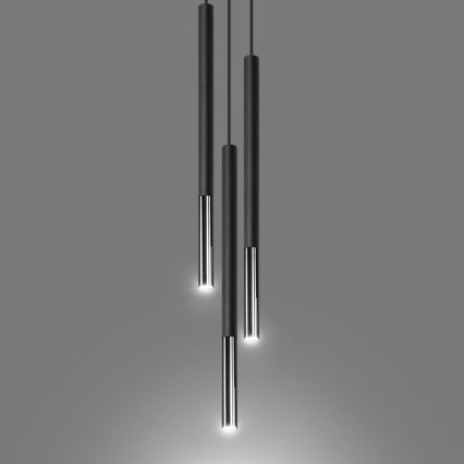 Kattokruunu johdossa MOSAIC 3xG9/12W/230V musta/kiiltävä kromi