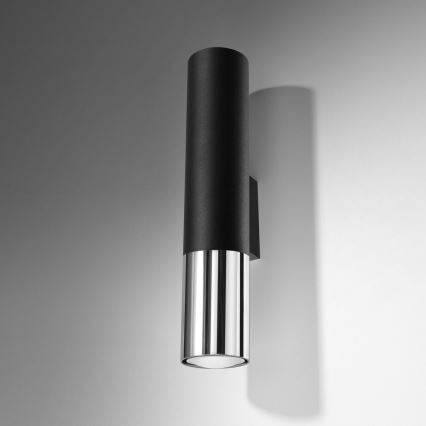 Seinävalaisin LOOPEZ 2xGU10/10W/230V musta/kiiltävä kromi