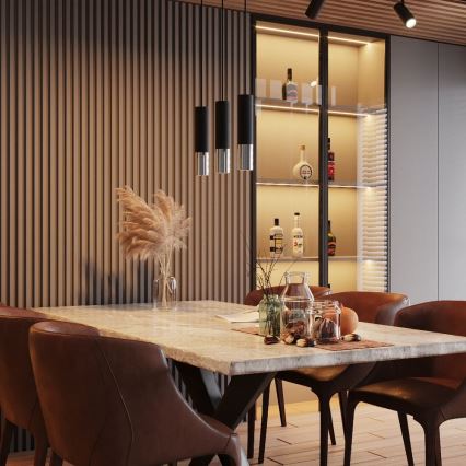 Kattokruunu johdossa LOOPEZ 1xGU10/10W/230V musta/kiiltävä kromi