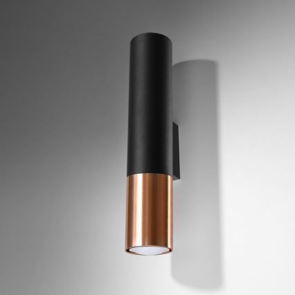 Seinävalaisin LOOPEZ 2xGU10/10W/230V musta/kupari