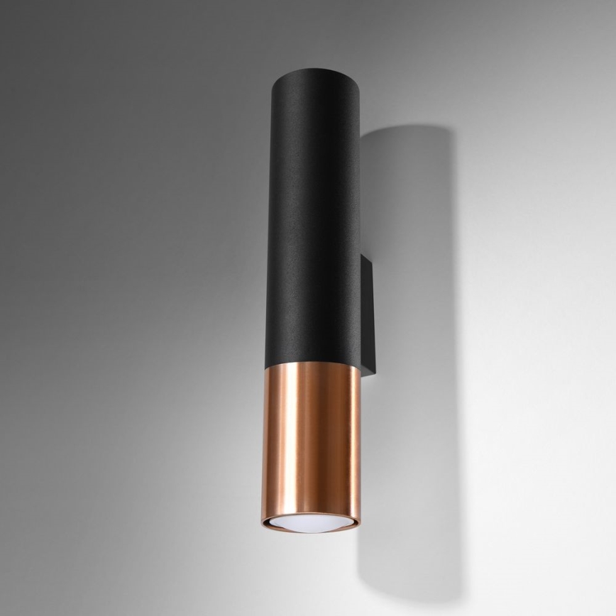 Seinävalaisin LOOPEZ 2xGU10/10W/230V musta/kupari