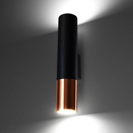 Seinävalaisin LOOPEZ 2xGU10/10W/230V musta/kupari