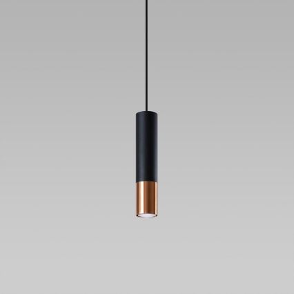 Kattokruunu johdossa LOOPEZ 1xGU10/10W/230V musta/kupari