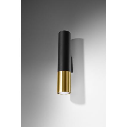 Seinävalaisin LOOPEZ 2xGU10/10W/230V musta/kulta