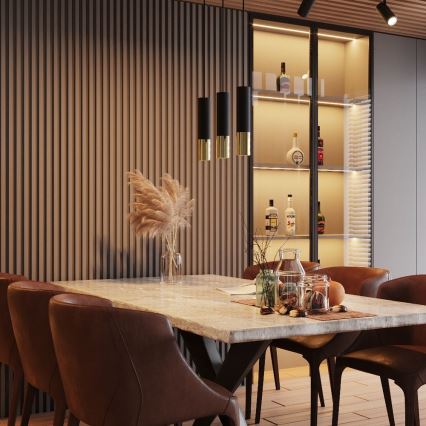 Kattokruunu johdossa LOOPEZ 3xGU10/10W/230V musta/kulta