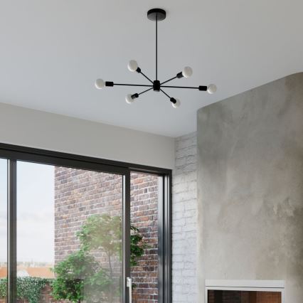 Kattokruunu tangossa LANGO 5xE27/60W/230V musta