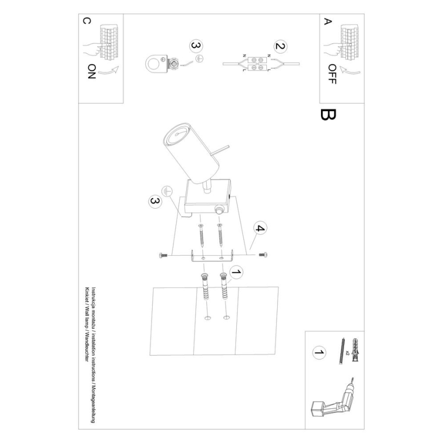 Seinäkohdevalo RING 1xGU10/10W/230V musta