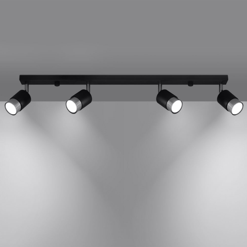 Kohdevalo NERO 4xGU10/40W/230V musta/kiiltävä kromi