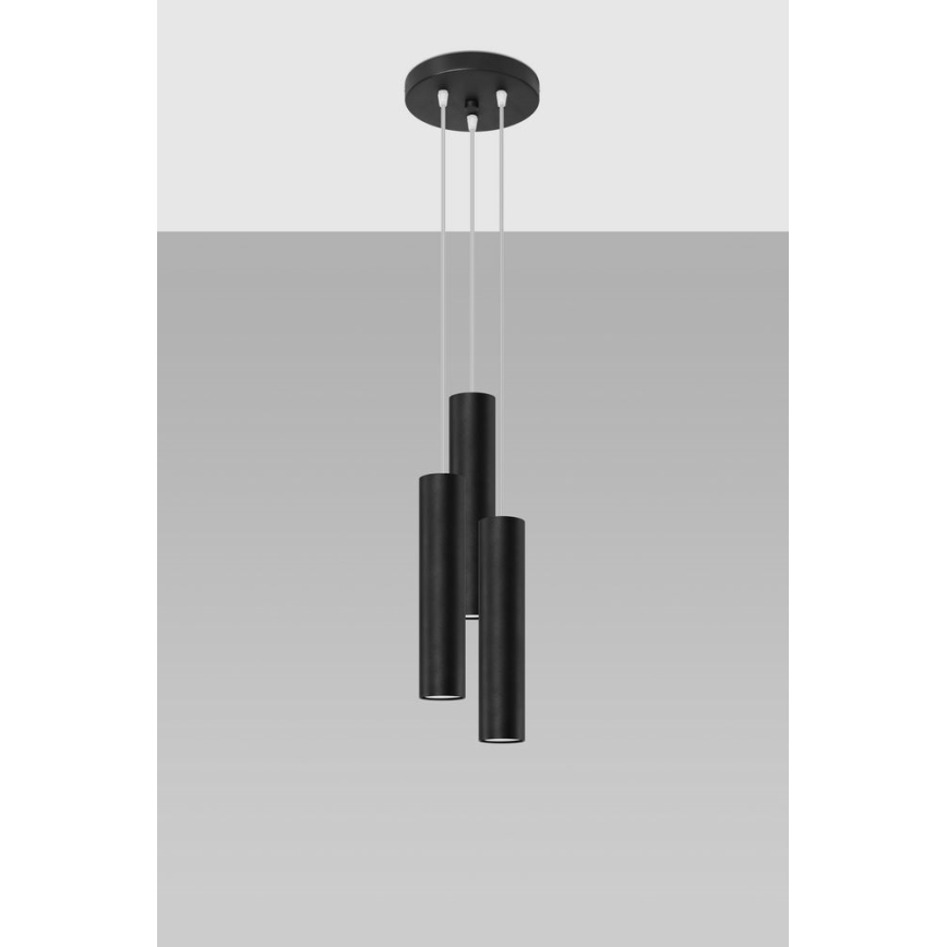 Kattokruunu johdossa LAGOS 3xGU10/10W/230V musta