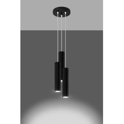 Kattokruunu johdossa LAGOS 3xGU10/10W/230V musta