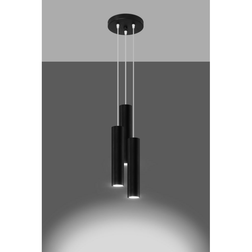 Kattokruunu johdossa LAGOS 3xGU10/10W/230V musta