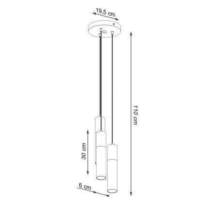 Sollux SL.1081 - Kattokruunu johdossa BORGIO 3xGU10/40W/230V betoni/metalli musta