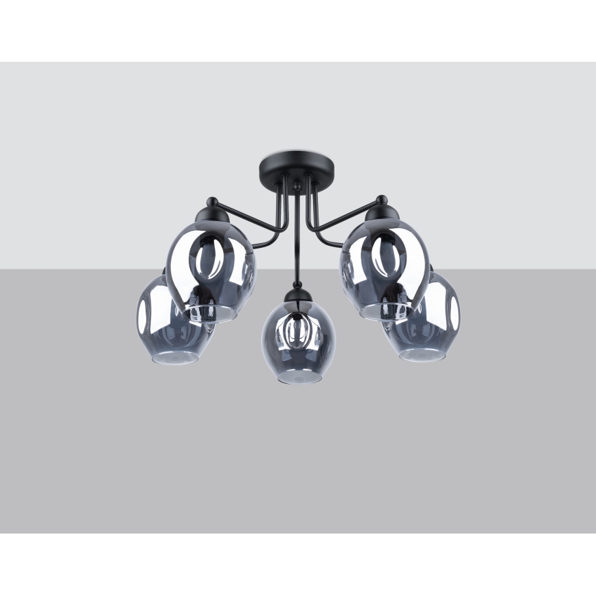 Kattokruunu pylväässä FILLAN 5xE27/60W/230V musta