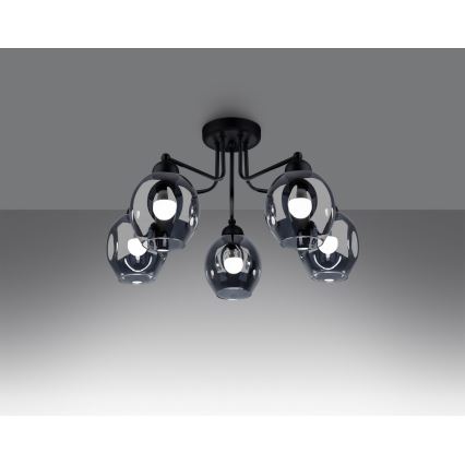 Kattokruunu pylväässä FILLAN 5xE27/60W/230V musta