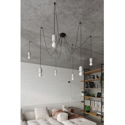 Kattokruunu johdossa NESO 5xE27/15W/230V hämähäkki betoni