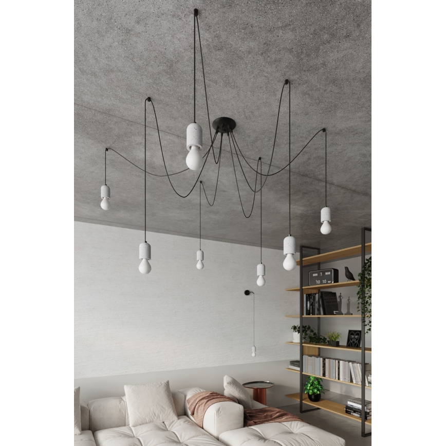 Kattokruunu johdossa NESO 5xE27/15W/230V hämähäkki betoni