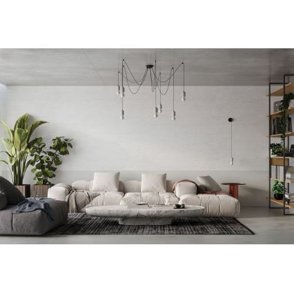 Kattokruunu johdossa NESO 7xE27/15W/230V hämähäkki betoni