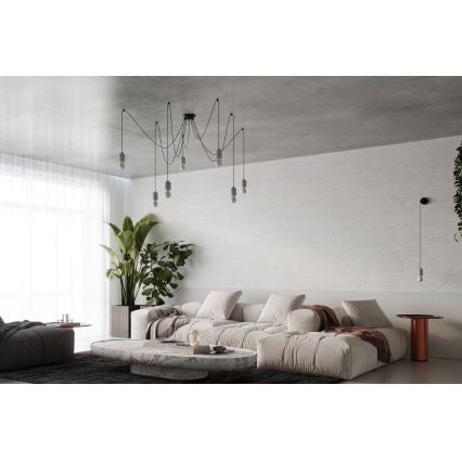 Kattokruunu johdossa NESO 7xE27/15W/230V hämähäkki betoni