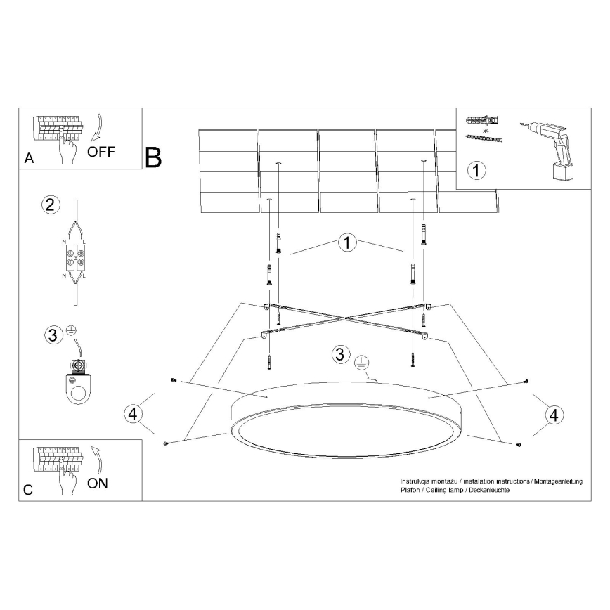 LED-kattovalaisin ONYX LED/48W/230V Ø 60 cm valkoinen