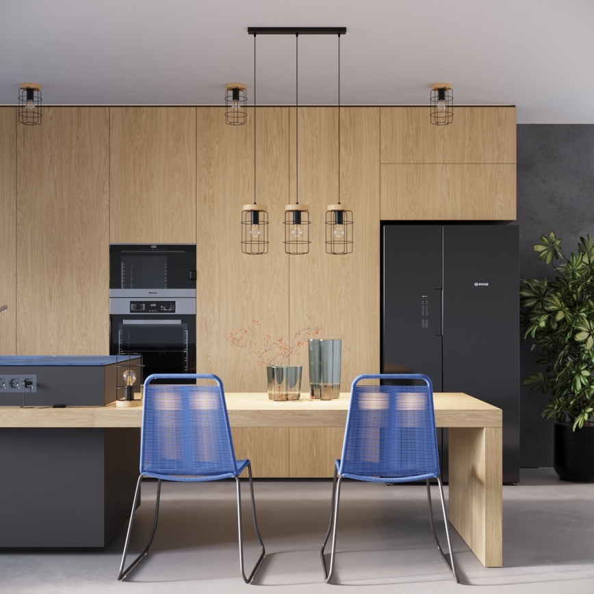 Kattovalo GOTTO 1xE27/15W/230V musta/pyökki