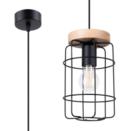 Kattokruunu johdossa GOTTO 1xE27/15W/230V musta/pyökki