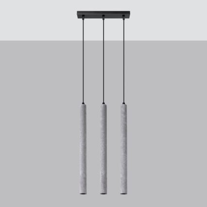 Kattokruunu johdossa PASTELO 3xG9/8W/230V betoni