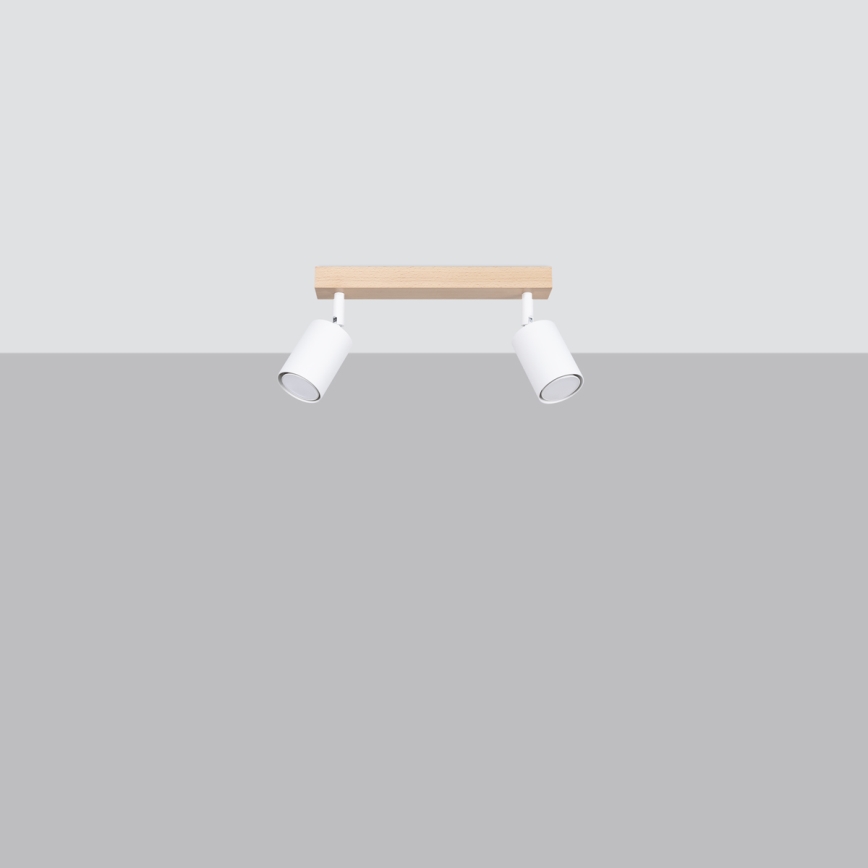 Kohdevalo VERDO 2xGU10/10W/230V valkoinen/pyökki