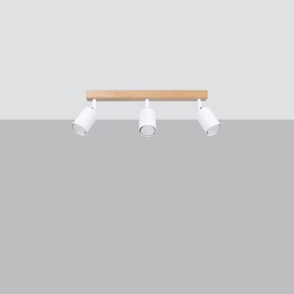 Kohdevalo VERDO 3xGU10/10W/230V valkoinen/pyökki