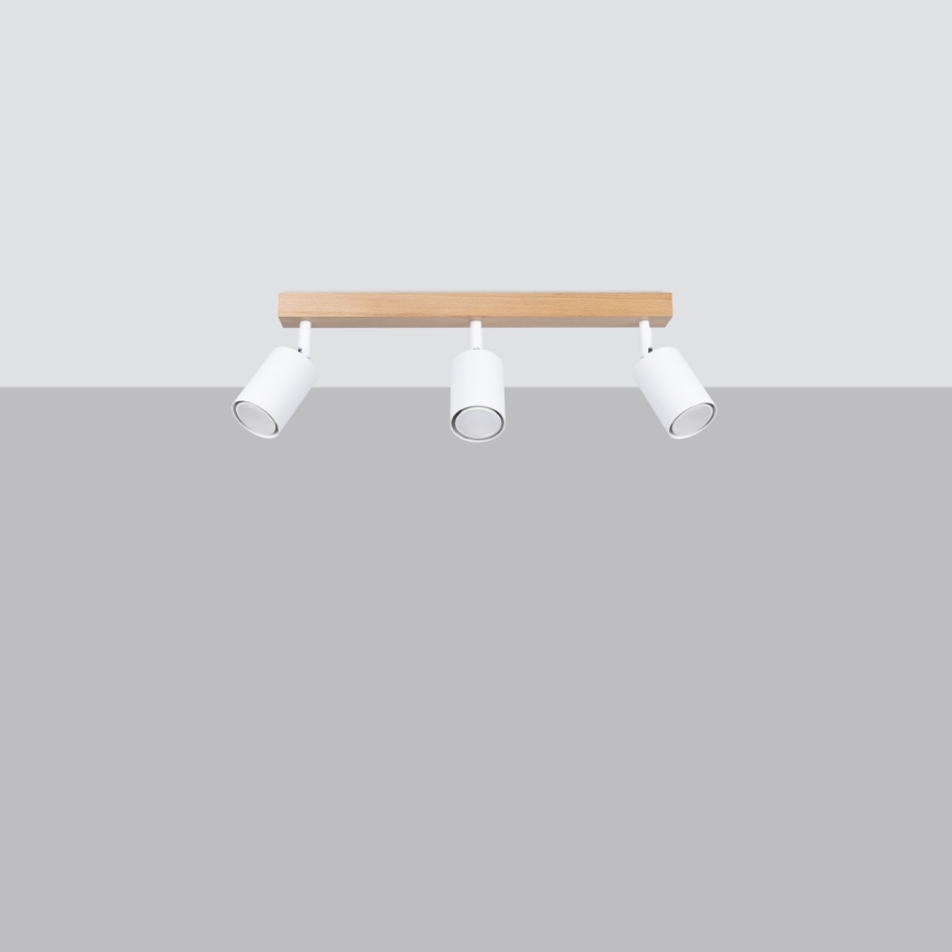 Kohdevalo VERDO 3xGU10/10W/230V valkoinen/pyökki