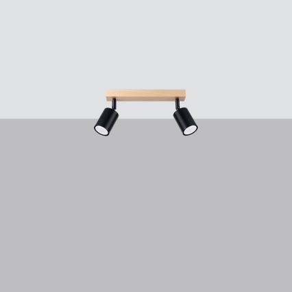 Kohdevalo VERDO 2xGU10/10W/230V musta/pyökki