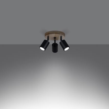 Kohdevalo VERDO 3xGU10/10W/230V musta/pyökki