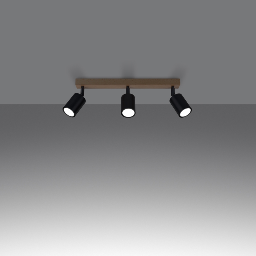 Kohdevalo VERDO 3xGU10/10W/230V musta/pyökki