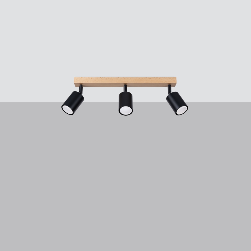 Kohdevalo VERDO 3xGU10/10W/230V musta/pyökki