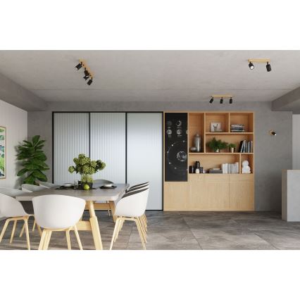 Kohdevalo VERDO 3xGU10/10W/230V musta/pyökki