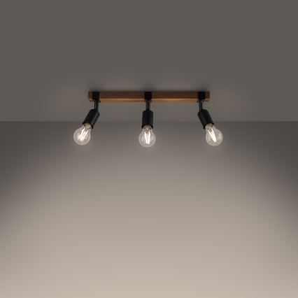 Kohdevalo ZUCA 3xE27/15W/230V musta/tammi